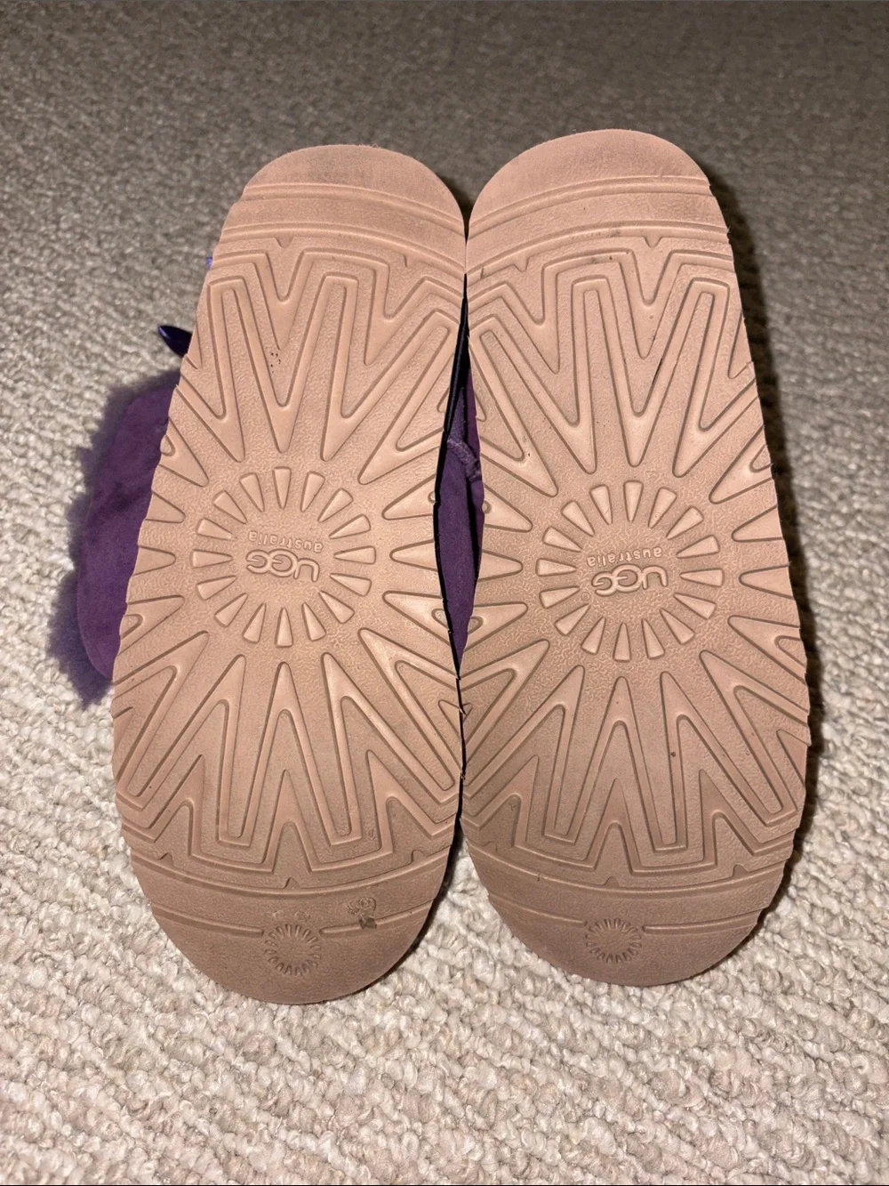 Kids Plush Purple Ugg Boots with Bow Back
